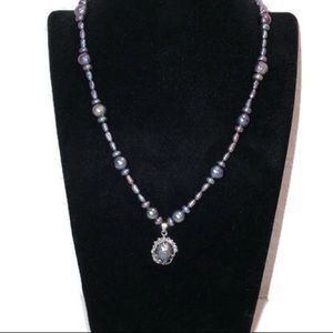 Color Pearl Necklace and Pendant 18” NWOT